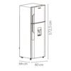 Nevera Challenger 290 litros, vista lateral con altura de 172,5 cm