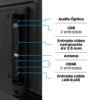 Panel de conexiones del Televisor Challenger 32 pulgadas: 2 entradas HDMI, 2 USB, audio óptico, entrada AV y antena
