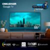 Televisor Challenger 55 pulgadas Google TV en sala, incluye control por voz Hey Google