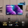 Televisor Challenger 75 pulgadas QLED 4K HDR en sala, incluye control por voz