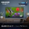Televisor Challenger 58 pulgadas QLED 4K HDR Google TV en sala, incluye control por voz Hey Google