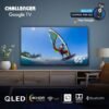 Televisor Challenger 65 pulgadas QLED 4K HDR Google TV en sala, incluye control por voz Hey Google