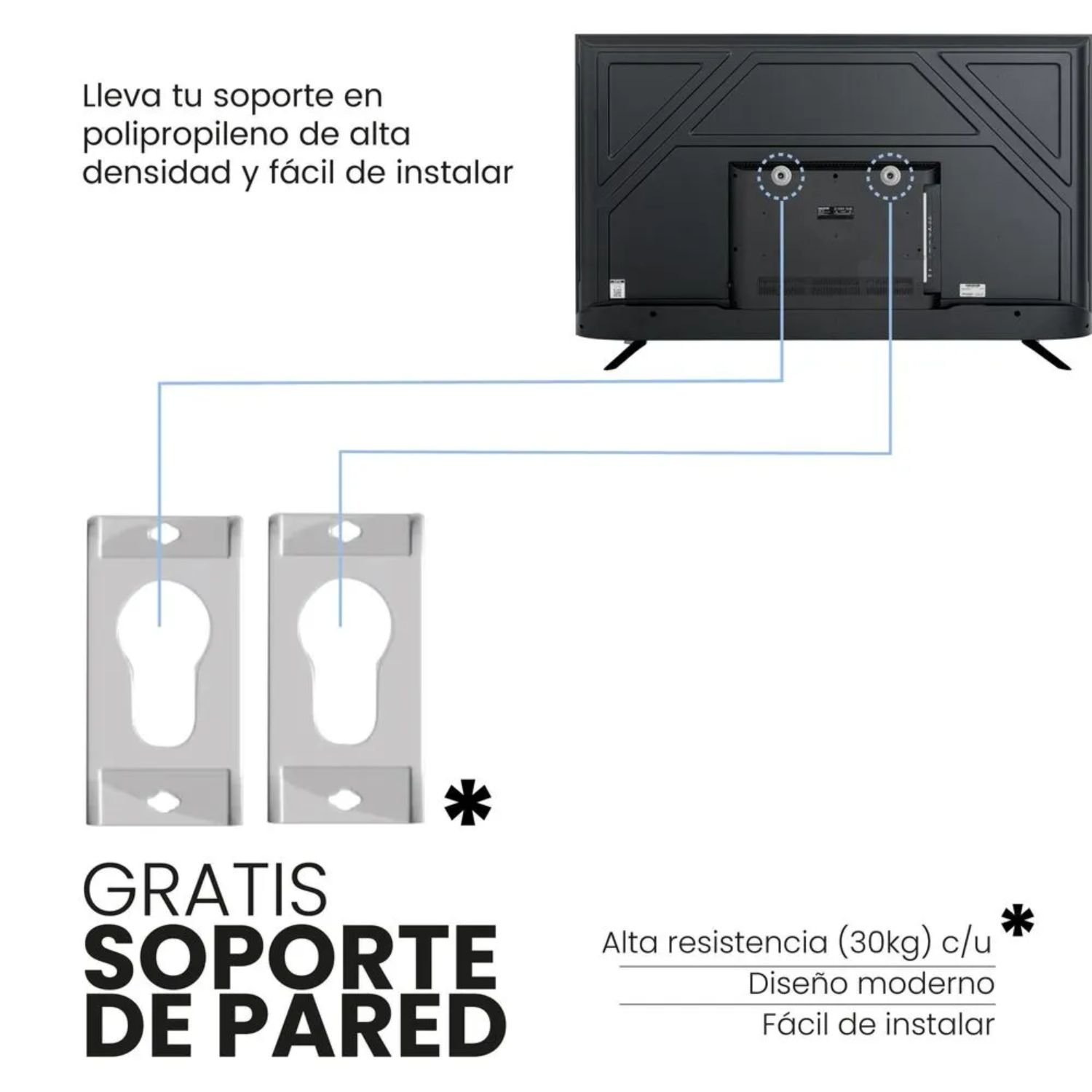 Soporte de pared gratis incluido con el Televisor Challenger 65 pulgadas, instalación fácil
