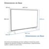 Dimensiones del Televisor Challenger 65 pulgadas QLED 4K HDR, con y sin base