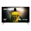 Televisor Challenger 75 pulgadas QLED 4K HDR, vista frontal