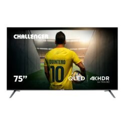 Televisor Challenger 75 pulgadas QLED 4K HDR, vista frontal