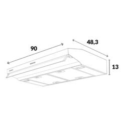 Plano de dimensiones de la campana horizontal Challenger CX4792, 90 x 48,3 x 13 cm
