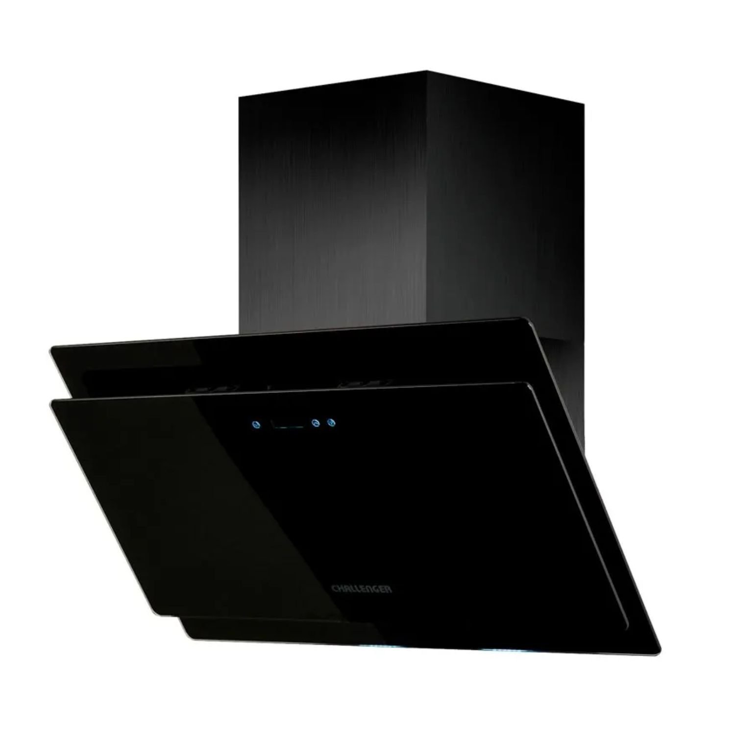 Campana tipo península Challenger CX4974 de 76cm en vidrio templado negro