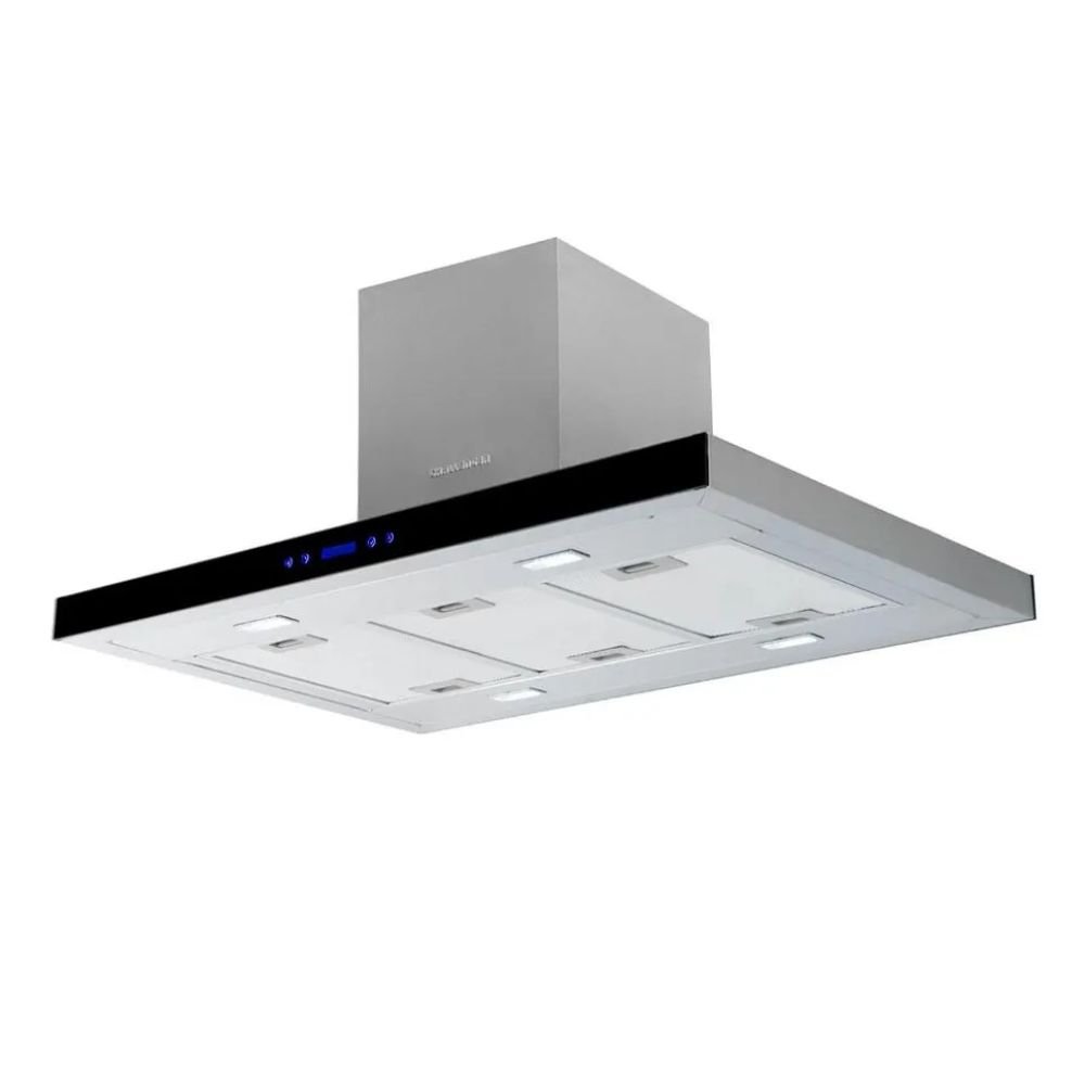 Campana tipo isla Challenger CX4993 de 90cm en acero inoxidable y vidrio templado