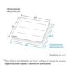 Plano de dimensiones del producto y de instalación de la estufa Challenger IN6081