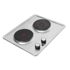 Estufa eléctrica empotrable Challenger de 2 puestos, vista superior en acero inoxidable