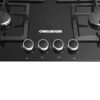 Detalle del panel frontal y perillas de control de la estufa empotrable a gas Challenger