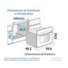 Plano de dimensiones de instalación en mueble base del horno Challenger HG2540