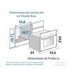 Plano de dimensiones de instalación en mueble base del horno Challenger HG2545