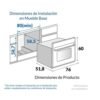 Plano de dimensiones de instalación en mueble base del horno Challenger HG9763, 76 x 58,7 cm