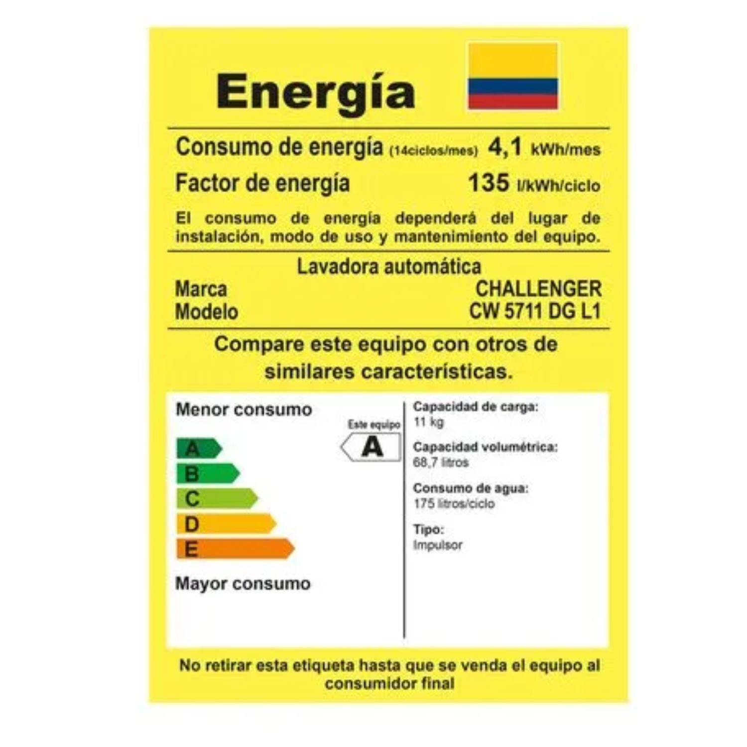 Lavadora Challenger Carga Superior 11kg Gris CW-5711 - Image 8