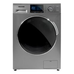 Lavasecadora Challenger 14 kg carga frontal plateada vista frontal