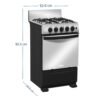 Plano de dimensiones de la cocina de piso Mabe EMC5150SNX1, 52 x 92,5 cm