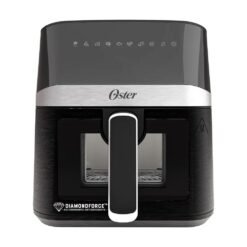 Freidora de aire Oster CKSTAF40WDDF negra con ventana apagada vista frontal