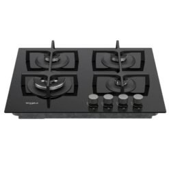 Cubierta a gas Whirlpool GOA6423NB de 59cm en vitrocerámica negra, 4 puestos