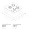 Plano de dimensiones de la cubierta a gas Whirlpool GOA6423NB