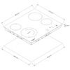 Plano de dimensiones de la parrilla eléctrica Whirlpool WEC5240B, 58 x 51 cm