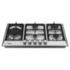 Vista frontal de la cubierta a gas Whirlpool WP3040S con 5 quemadores