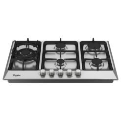 Vista frontal de la cubierta a gas Whirlpool WP3040S con 5 quemadores