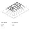 Plano de dimensiones de la cubierta a gas Whirlpool WP3040S