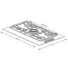 Plano de dimensiones de la cubierta a gas Whirlpool WP3550S, 86 x 51 cm