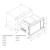 Plano de dimensiones del producto y de empotre del microondas Whirlpool WM1711D