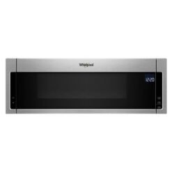 Microondas Whirlpool WML75011HZ de bajo perfil para montaje sobre estufa en acero inoxidable, vista frontal