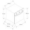 Plano de dimensiones del horno a gas Whirlpool WOA105F, 59,4 x 57,5 cm