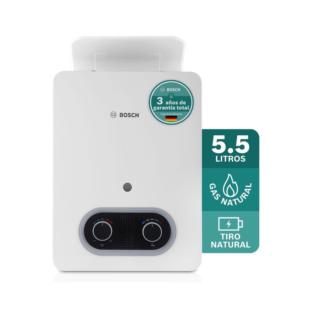 Calentador Bosch 5,5 litros gas natural tiro natural con 3 años de garantía