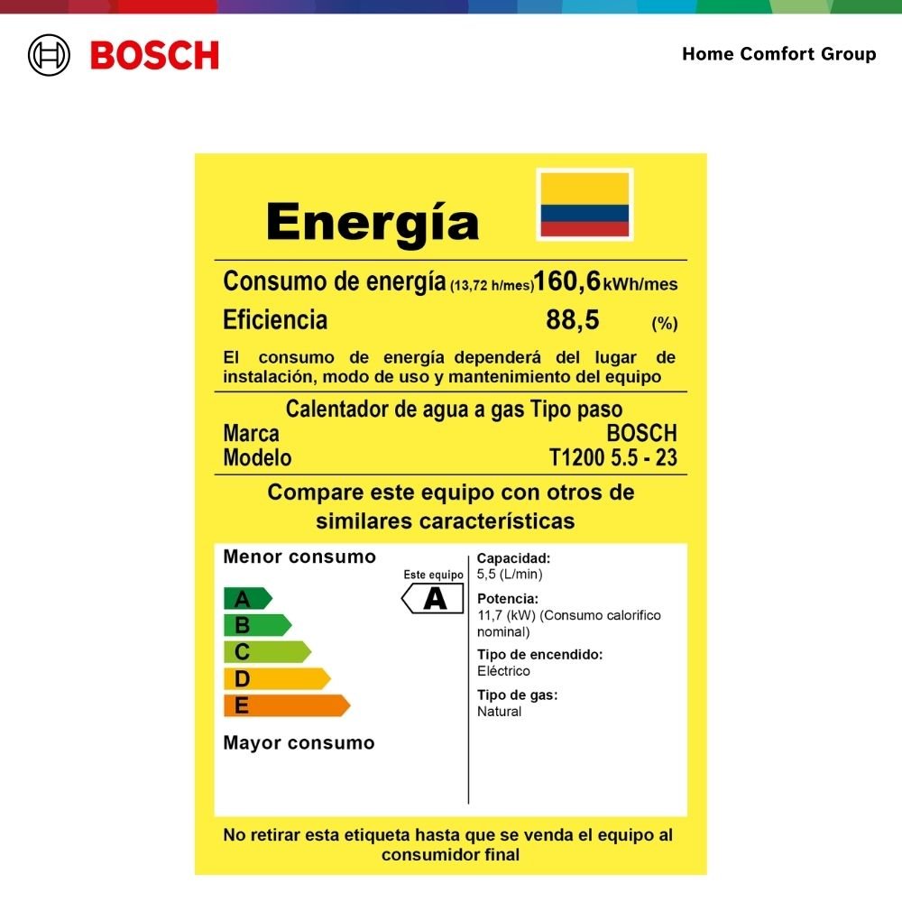 Calentador de Paso a Gas Natural 5,5 Litros Tiro Natural Bosch 319 - Image 8