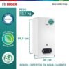 Medidas y peso del calentador Bosch Ecocomfort Therm 2200 13 litros: 65,5 cm y 13,1 kg