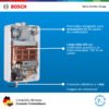 Interior del calentador Bosch Therm 1000 F con ventilador integrado, intercambiador 100 % en cobre y conexión a 110 V