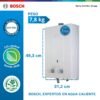 Medidas y peso del calentador Bosch Therm 1000 F 6 litros: 7,8 kg