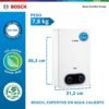 Medidas y peso del calentador Bosch Essential Therm 1400 F 6 litros: 49,3 cm y 7,8 kg