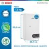 Medidas y peso del calentador Bosch Essential Therm 1400 F 12 litros: 55,5 cm y 12 kg
