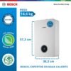 Medidas y peso del calentador Bosch Balanz Vento 18 litros: 57,3 cm de alto y 14,6 kg