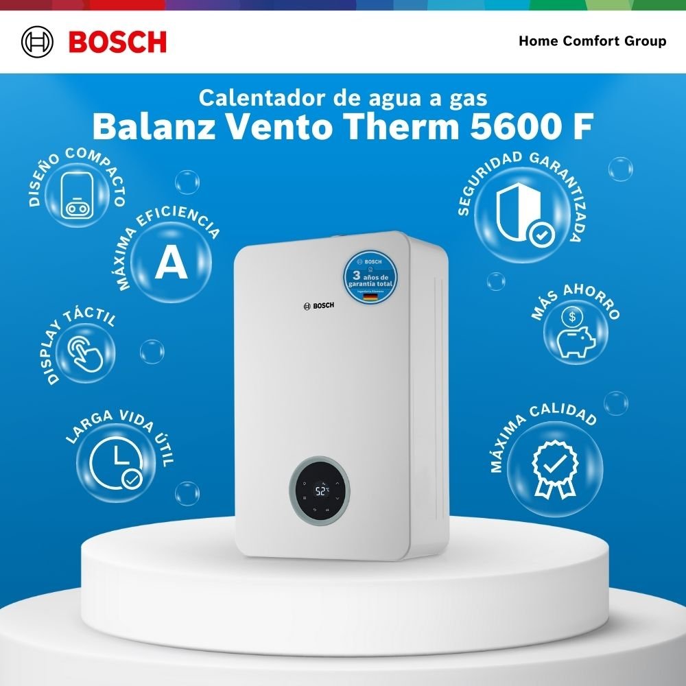 Beneficios del calentador Bosch Balanz Vento Therm 5600 F 21 L: eficiencia A y temperatura constante