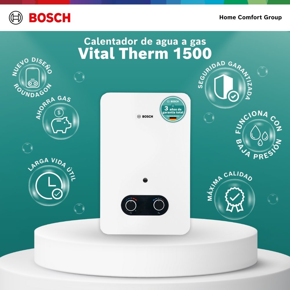 Beneficios del calentador Bosch Vital Therm 1500: eficiencia A y funcionamiento con baja presión