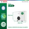 Medidas y peso del calentador eléctrico Bosch Tronic 3000 C: 21,6 x 33,2 cm y 2,36 kg