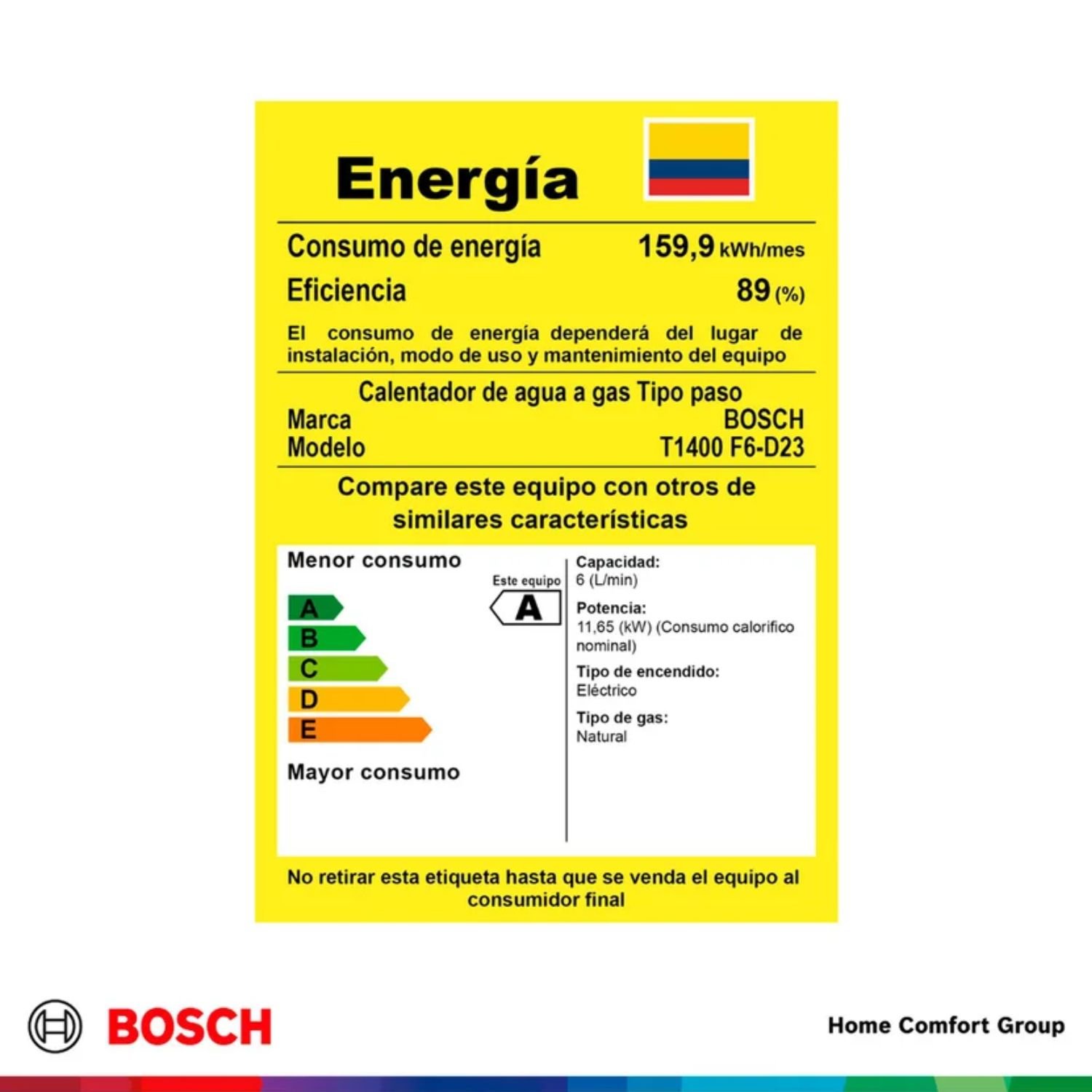Calentador Bosch Essential 1400 F 6 L Tiro Forzado GN - Image 8