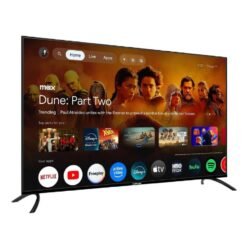 Televisor Caixun C55KAUGQ QLED 4K vista en ángulo izquierdo con base