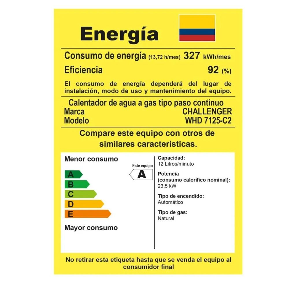 Calentador de Paso a Gas Natural 12 Litros Tiro Forzado Challenger WHD-7125 - Image 8