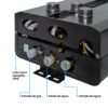 Conexiones de agua y gas e interruptor de encendido del calentador Challenger WHF-7062