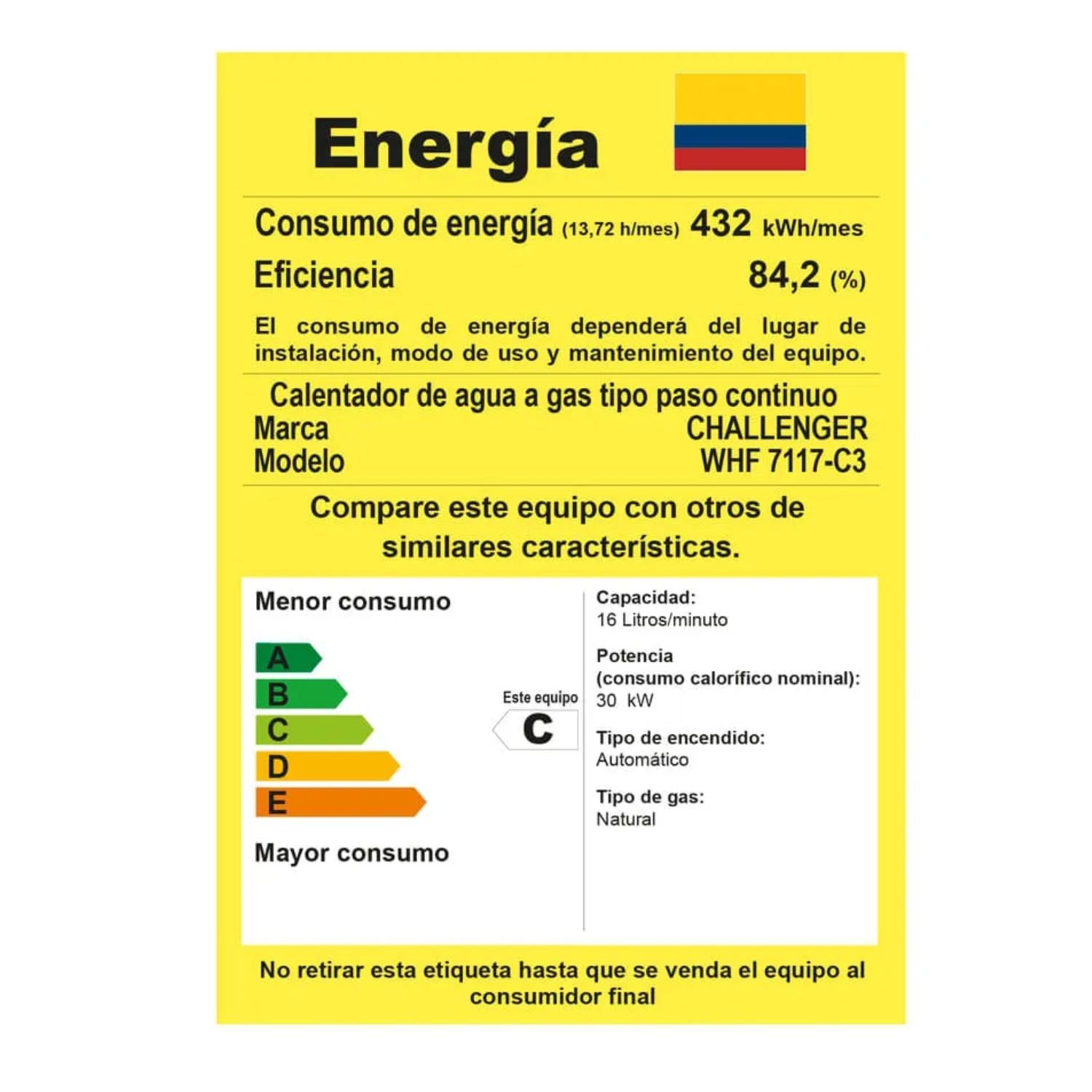 Calentador de Paso a Gas Natural 16 Litros Tiro Forzado Challenger WHF-7117 - Image 8