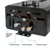 Conexiones de gas y agua e interruptor de apagado total del calentador Challenger WHF-7124